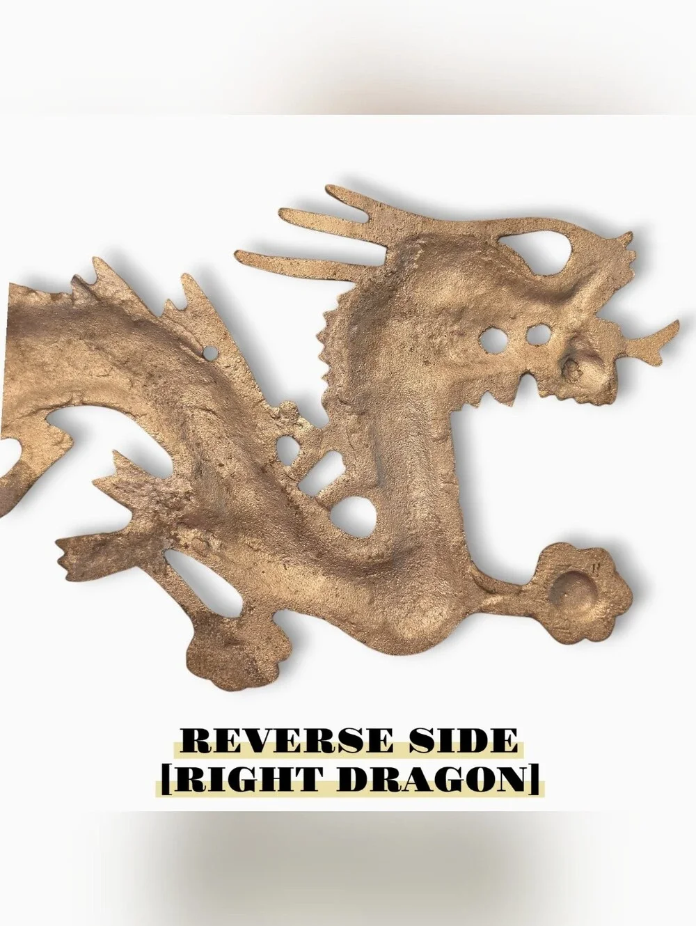 Vintage Brass-Plated Magnetic Metal Core Dragon Wall Plaques Mirrored Pair 2pcs